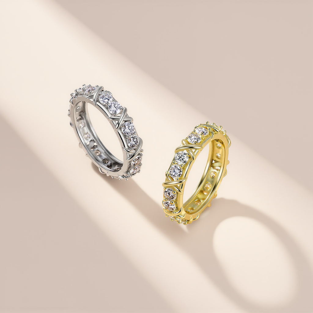 Moissanite Eternal Ring Cross Design golden