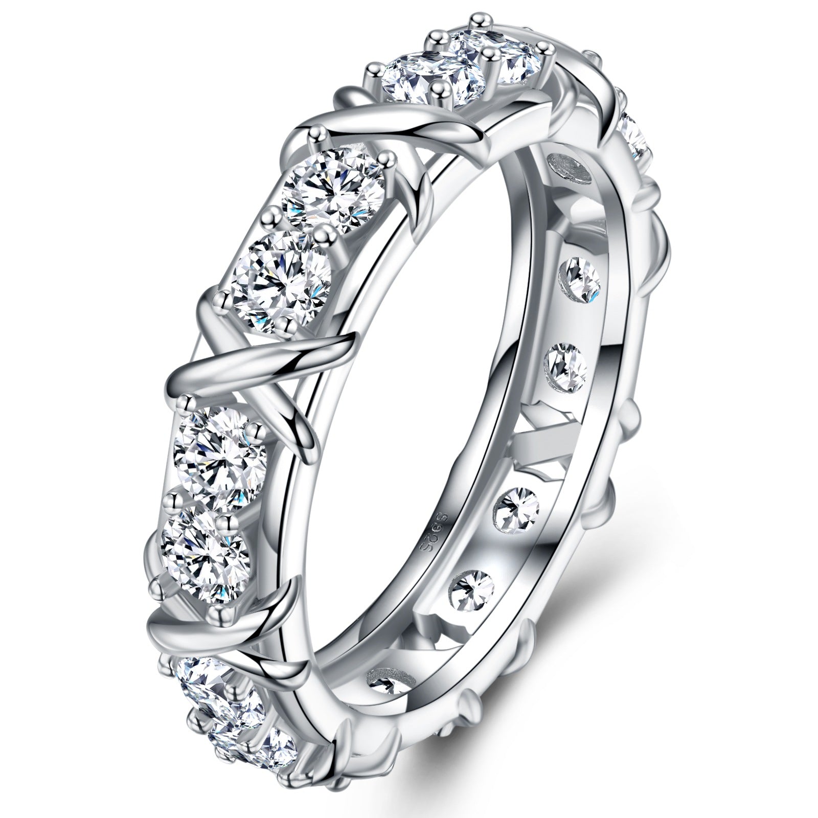 Moissanite Eternal Ring Cross Design golden