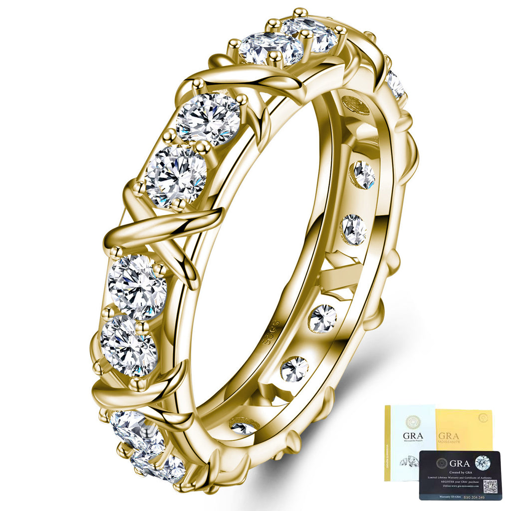Moissanite Eternal Ring Cross Design golden