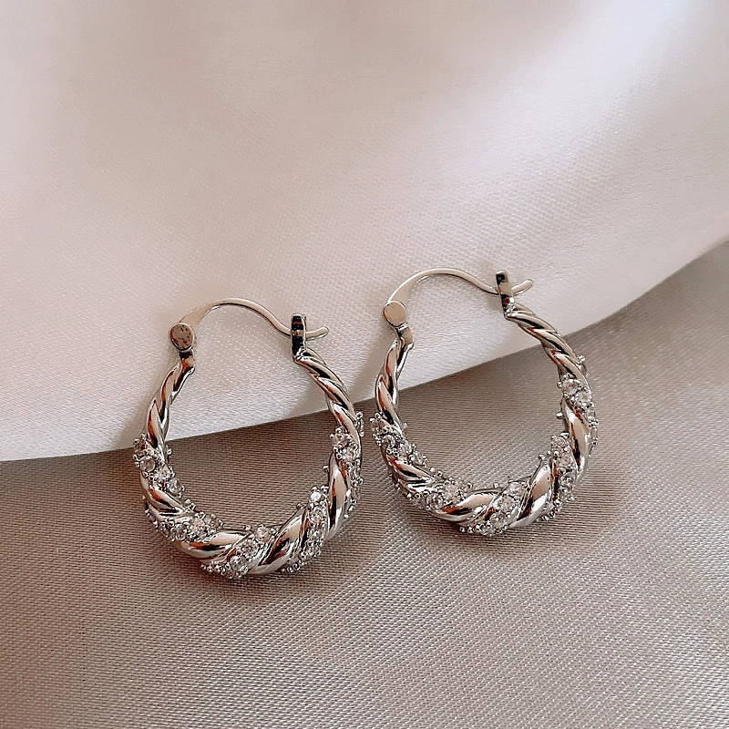 Zircon exquisite ear buckle silver