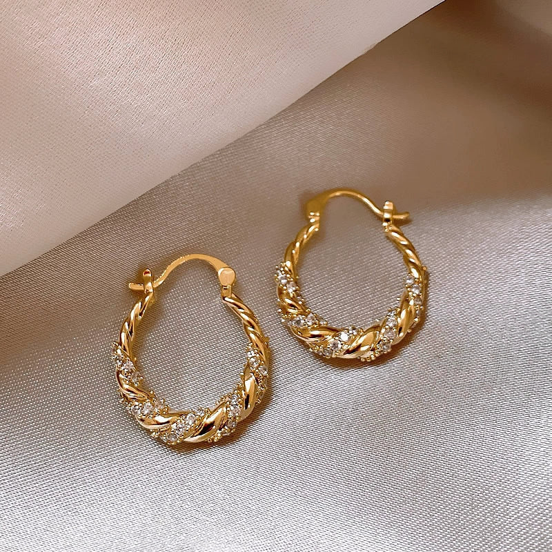 Zircon exquisite ear buckle silver
